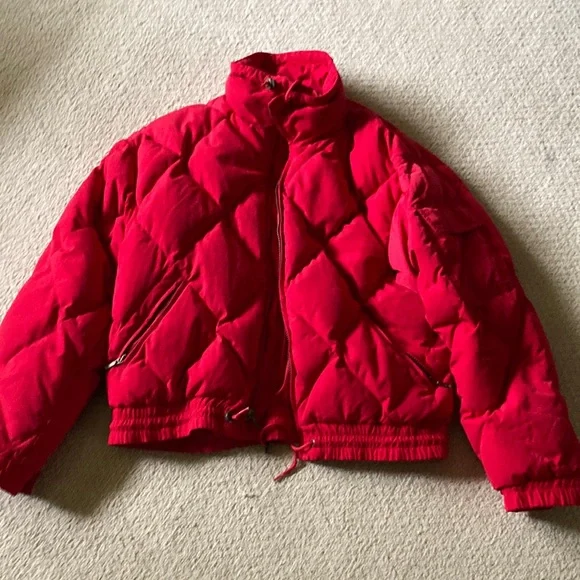Vintage Eddie Bauer Red Quilted Puffer Down Feather Jacket medium - Picture 1 of 6